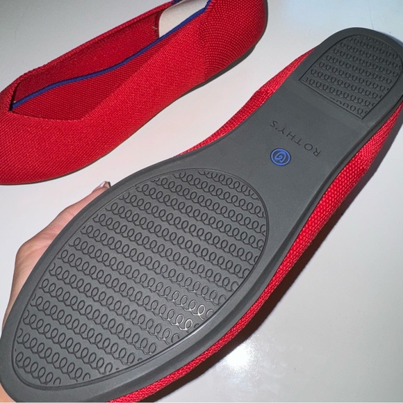 New ROTHY'S Red Knit THE FLAT Stretch BLUE HALO Ballet Flats SLIP-ON SHOES  9 - Picture 4 of 5